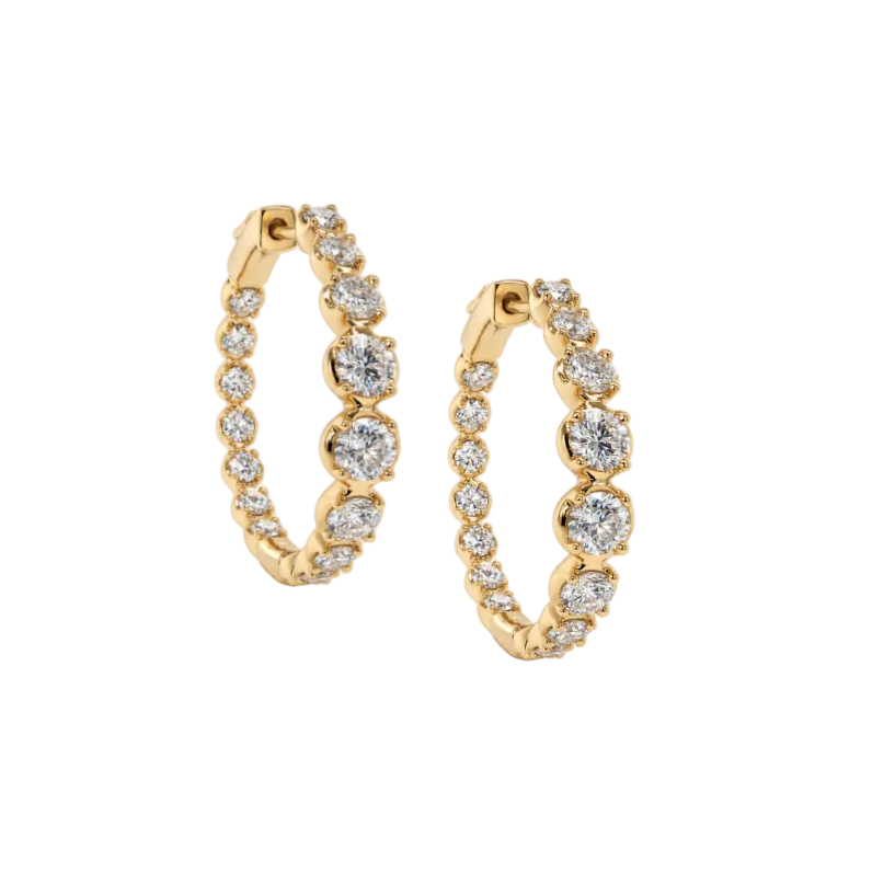 GRADUATED ROUND BRILLIANT DIAMOND HOOPS
