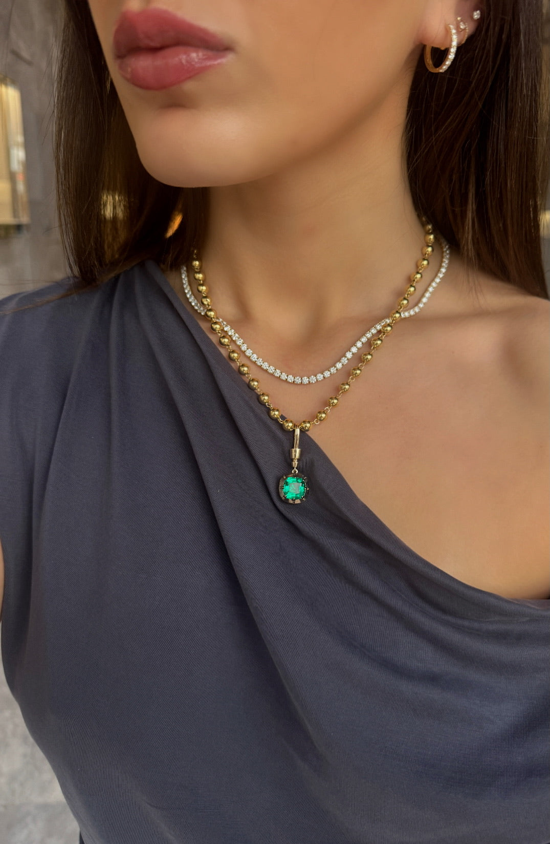 Lab Grown Emerald Charm