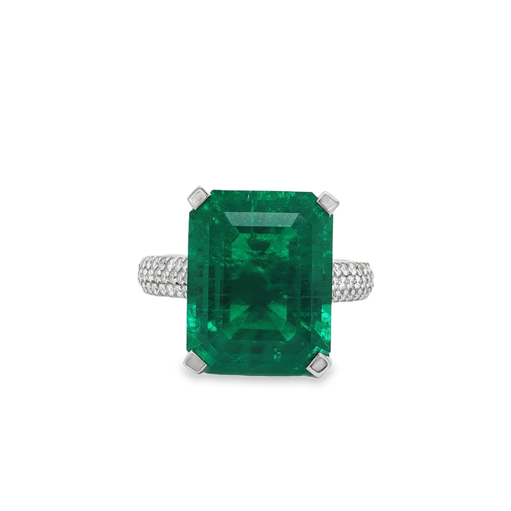 Lab Emerald & Diamond Ring