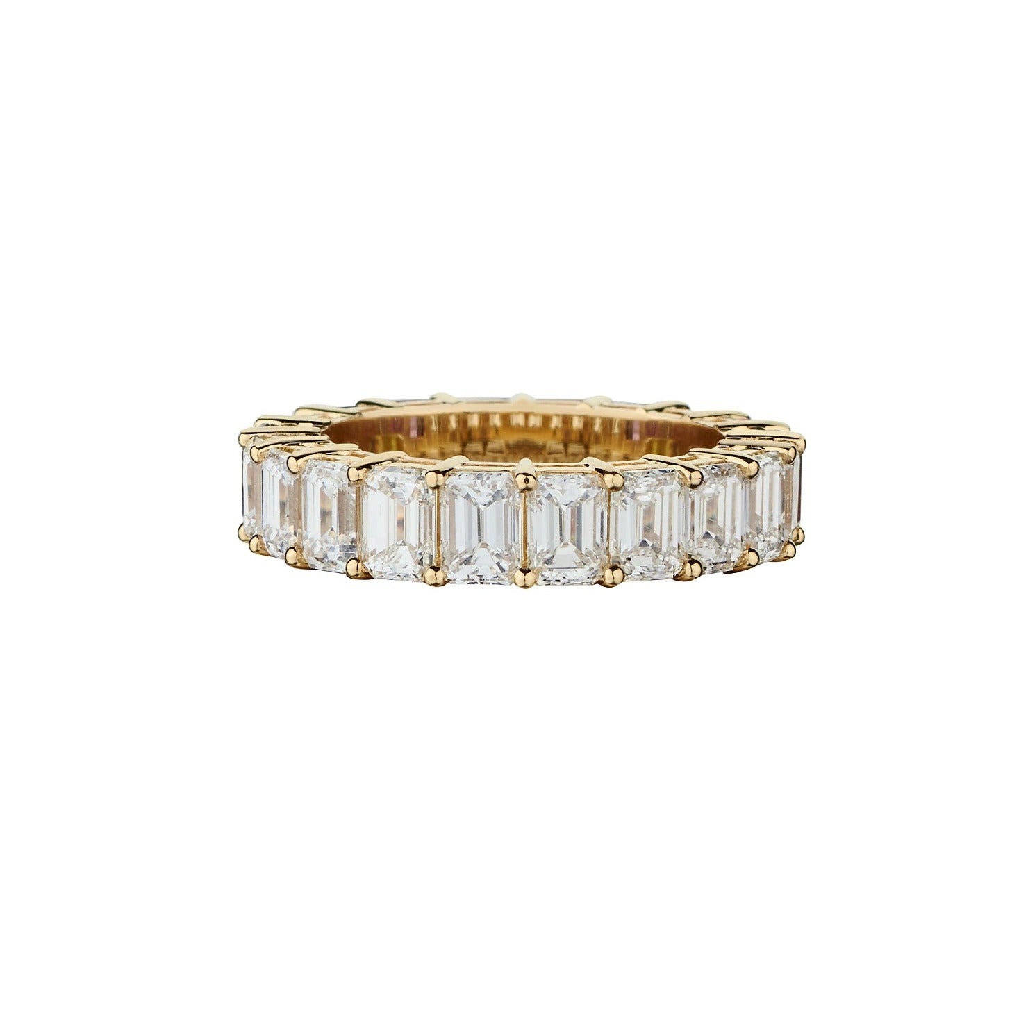 HALF DIAMOND, HALF MULTICOLOURED GEMSTONE ETERNITY BAND