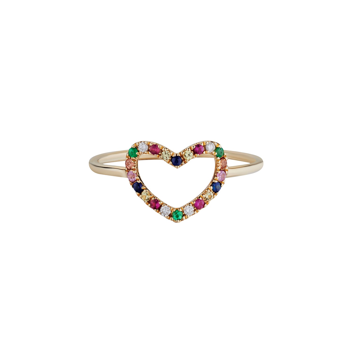 RAINBOW & DIAMOND HEART RING