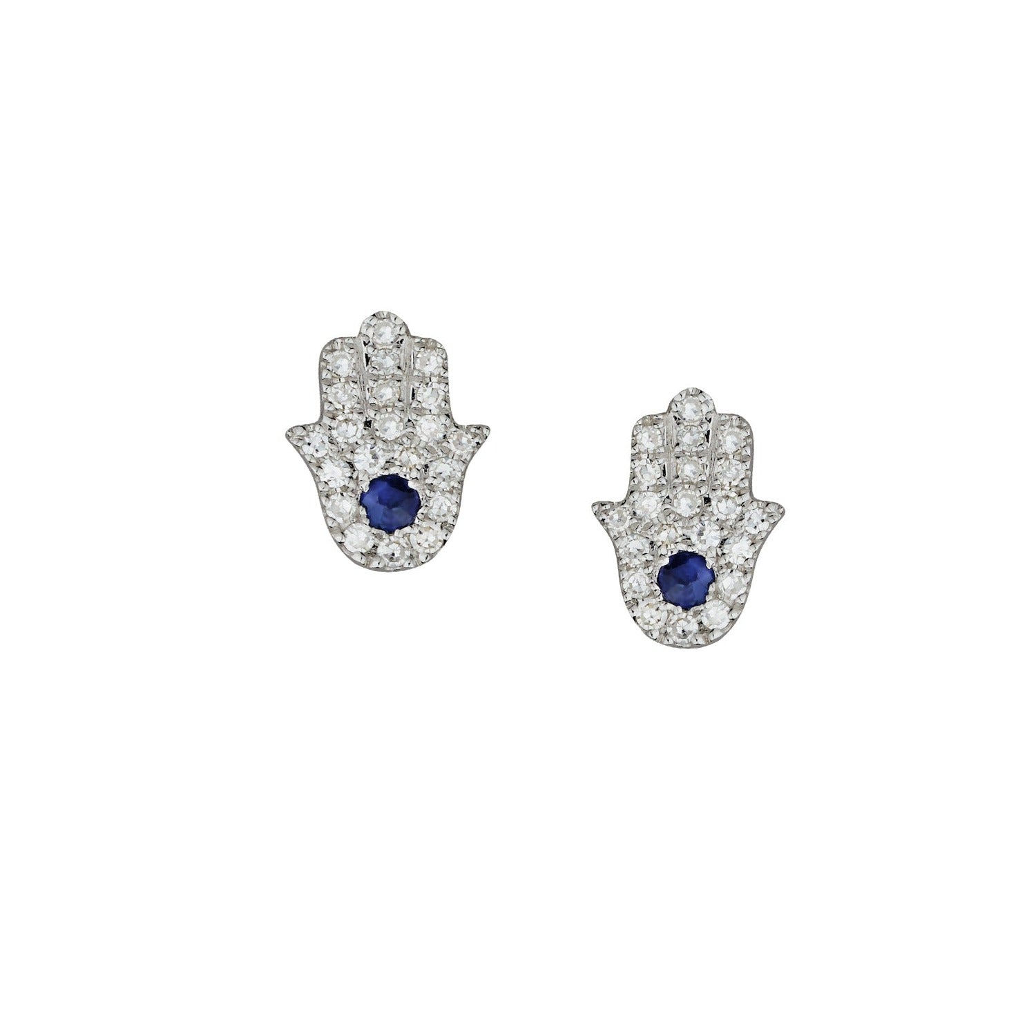 SAPPHIRE & PAVÉ DIAMOND HAMSA STUDS