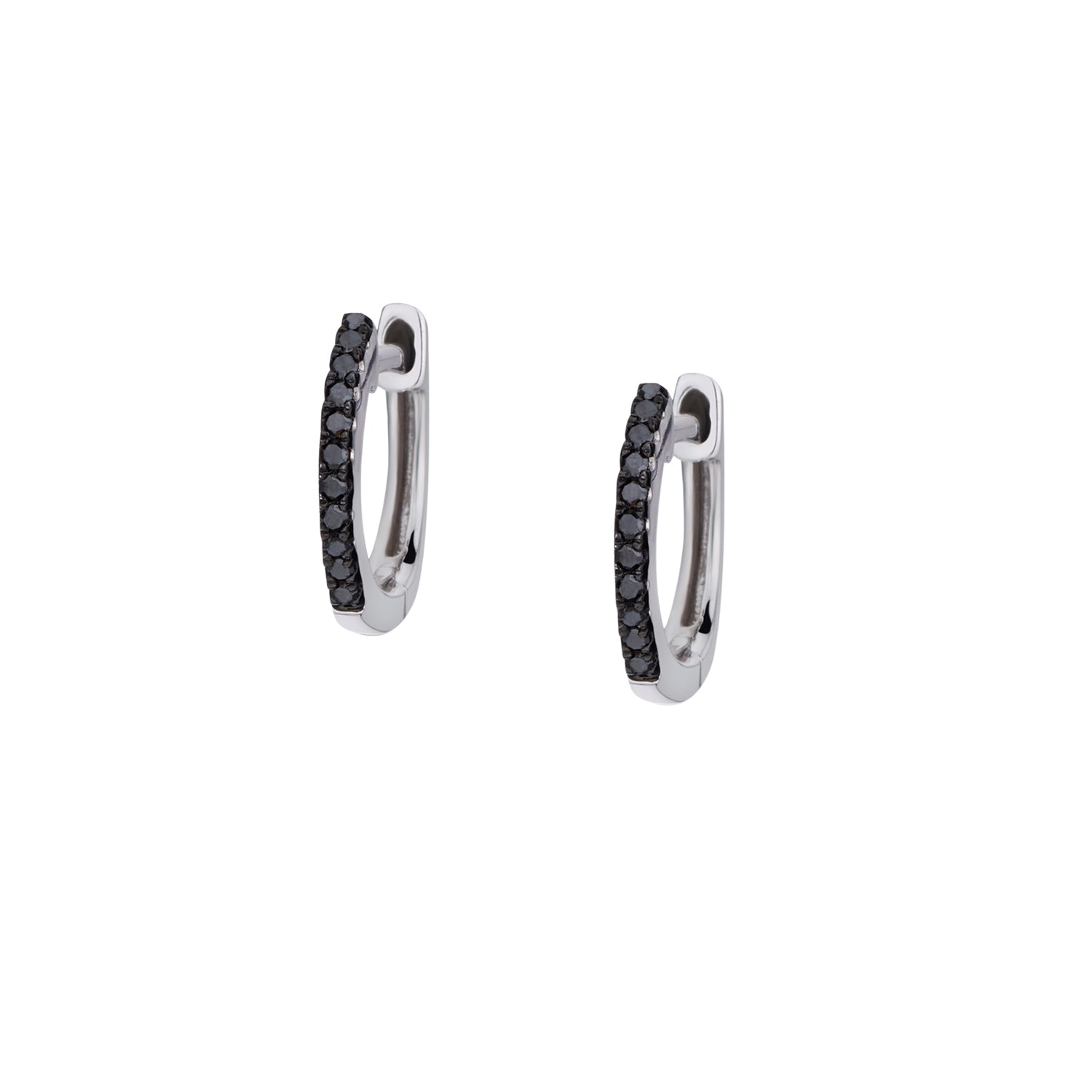 BLACK DIAMOND HUGGIE EARRINGS