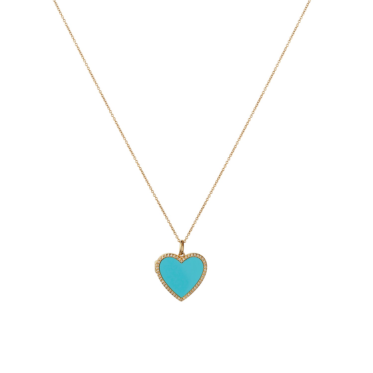 TURQUOISE & DIAMOND HEART SHAPED LOCKET