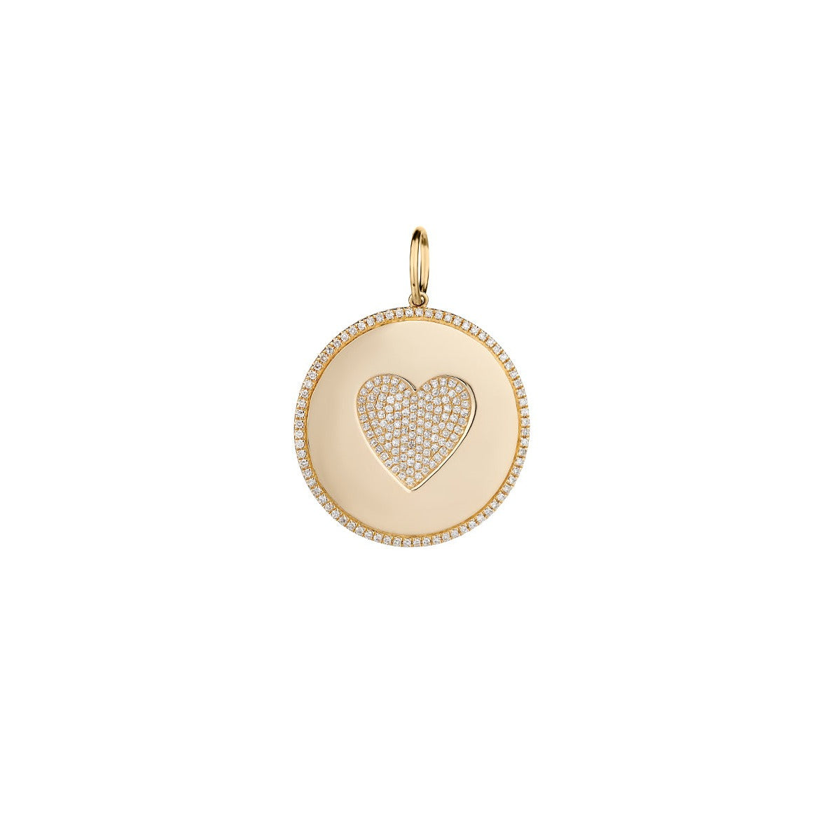 PAVÉ DIAMOND HEART DISC CHARM