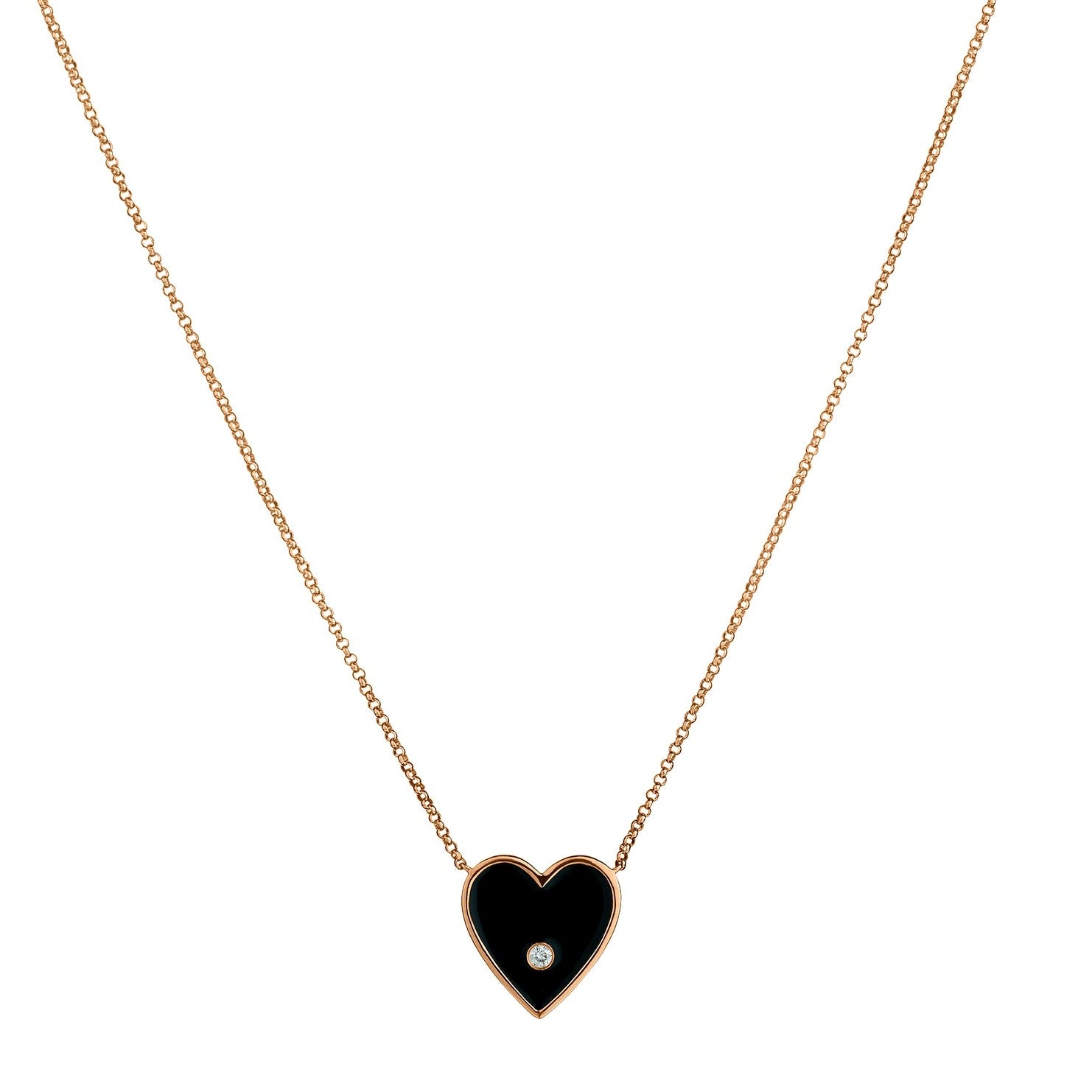 ENAMEL & DIAMOND HEART NECKLACE