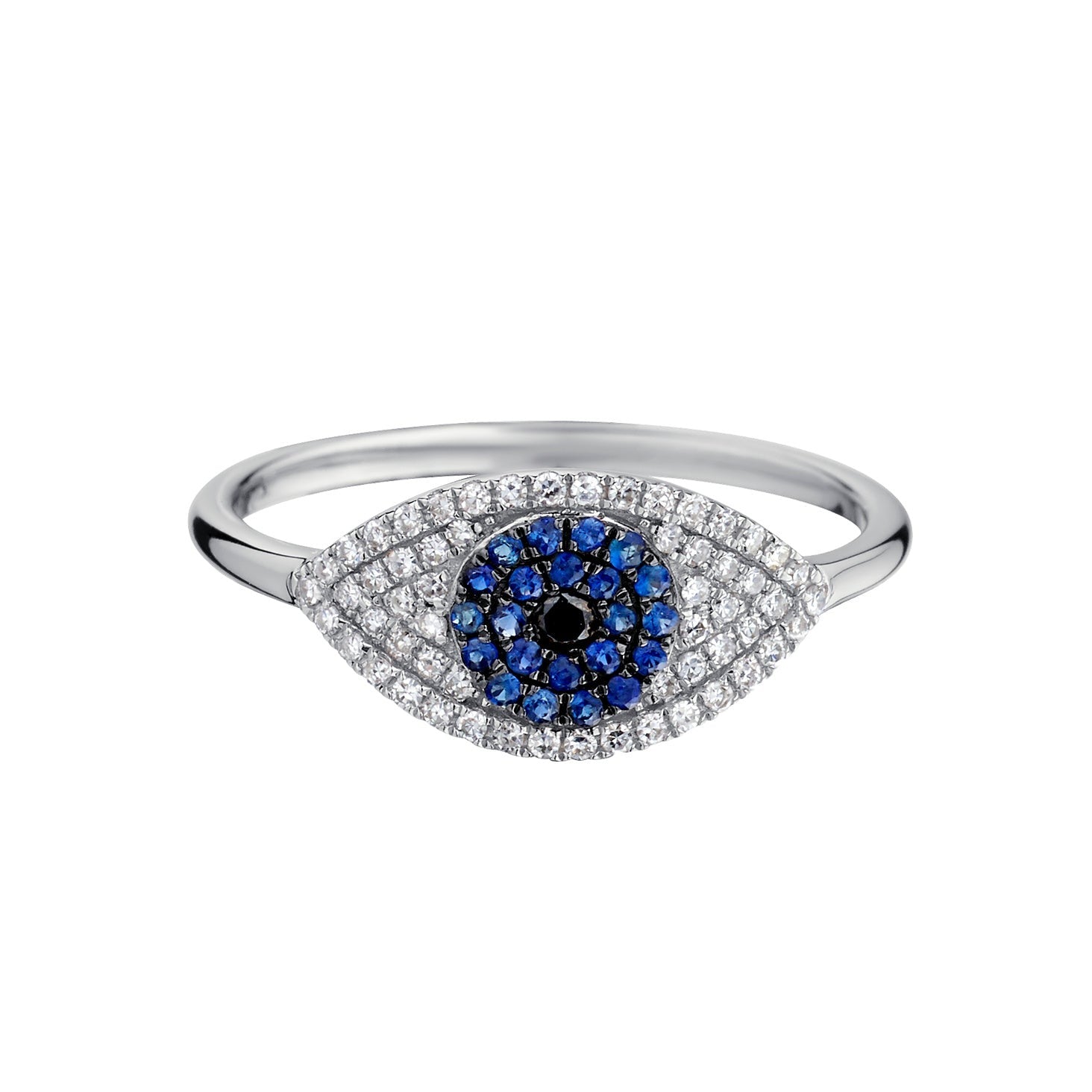 BLUE SAPPHIRE & DIAMOND EVIL EYE RING