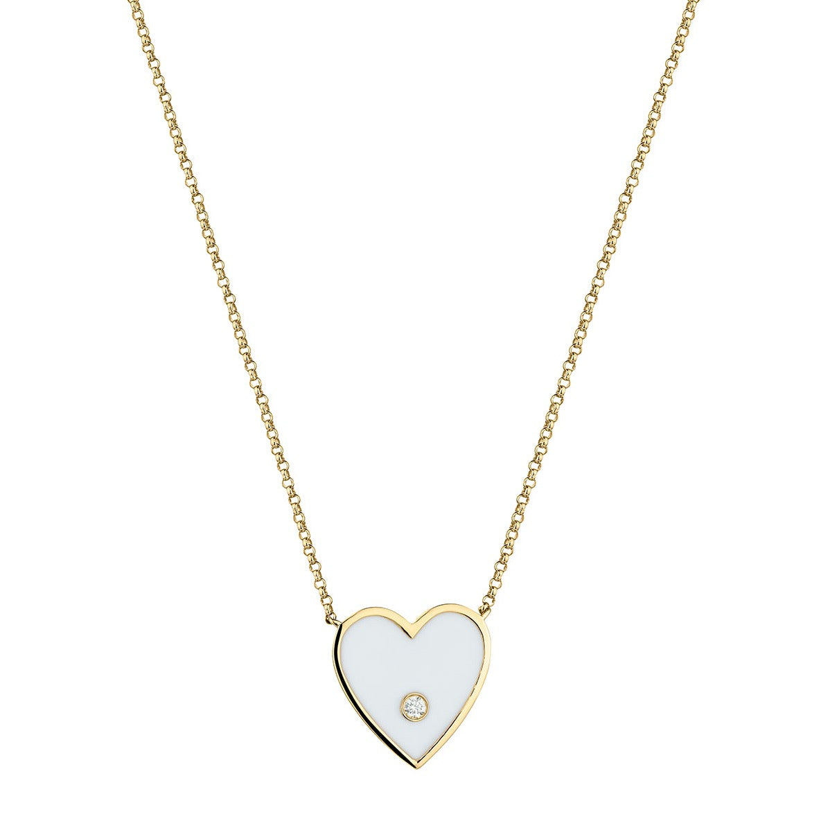 ENAMEL & DIAMOND HEART NECKLACE