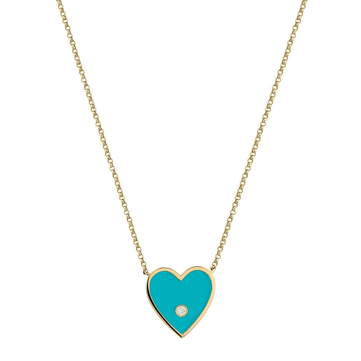 ENAMEL & DIAMOND HEART NECKLACE