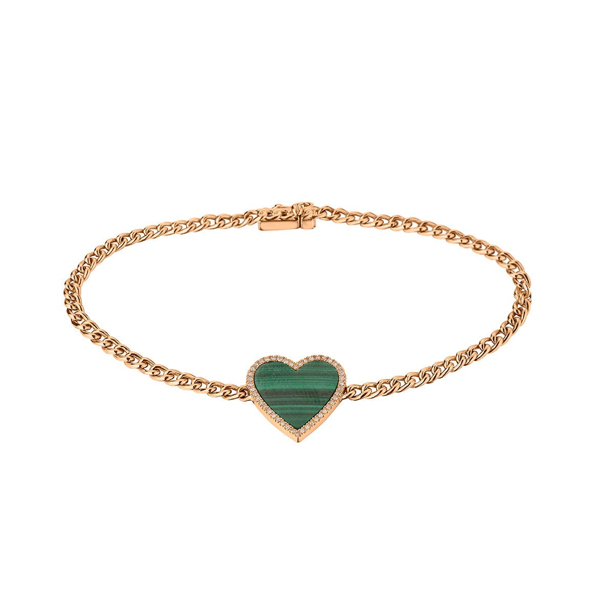 MALACHITE & DIAMOND HEART LINK BRACELET