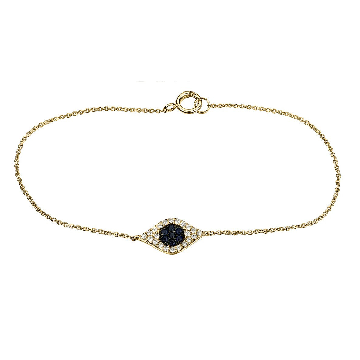 DIAMOND & BLUE SAPPHIRE EVIL EYE BRACELET