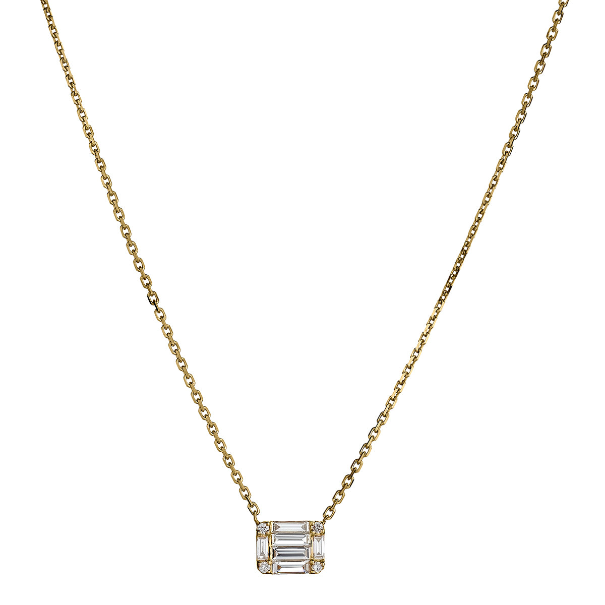 BAGUETTE & ROUND DIAMOND PENDANT NECKLACE