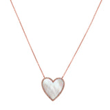 MOTHER OF PEARL & DIAMOND HEART NECKLACE