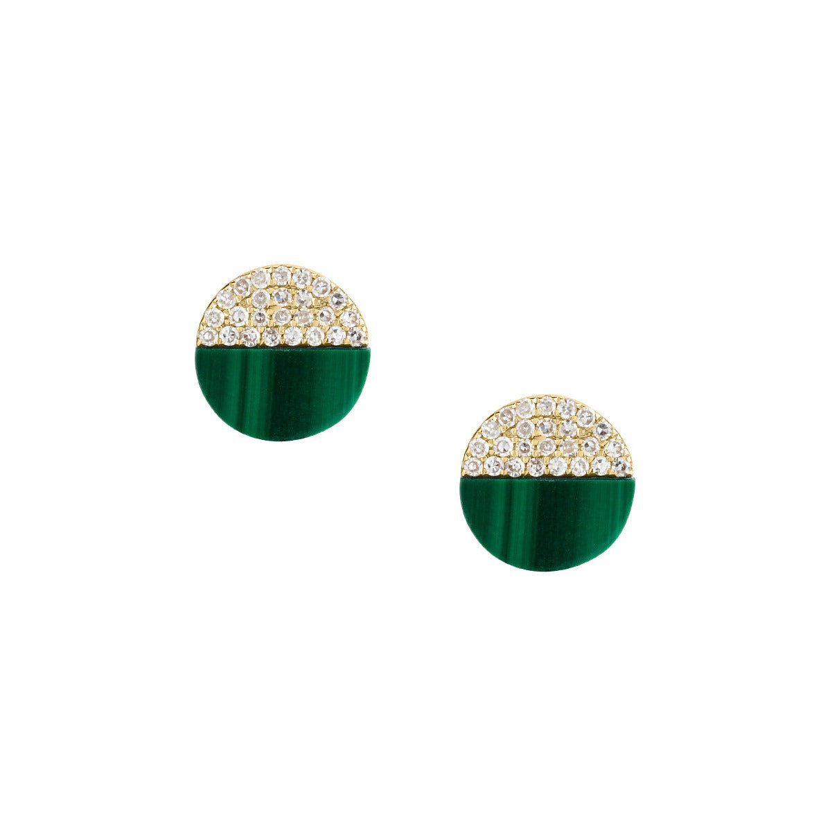 MALACHITE & DIAMOND CIRCLE STUDS