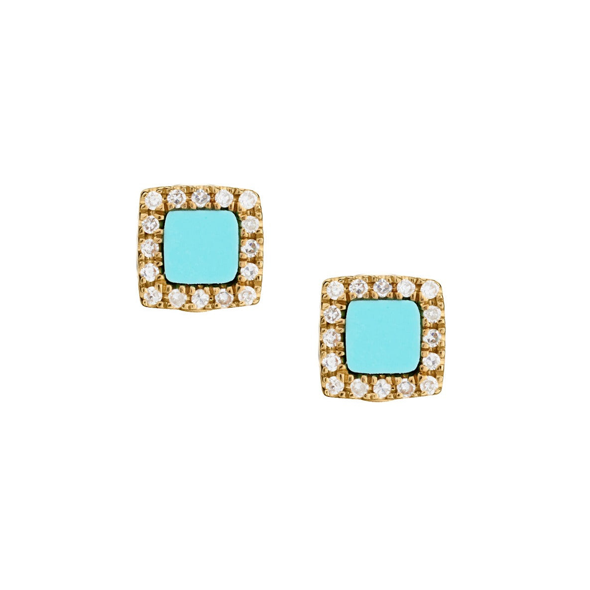 TURQUOISE & DIAMOND SQUARE STUDS