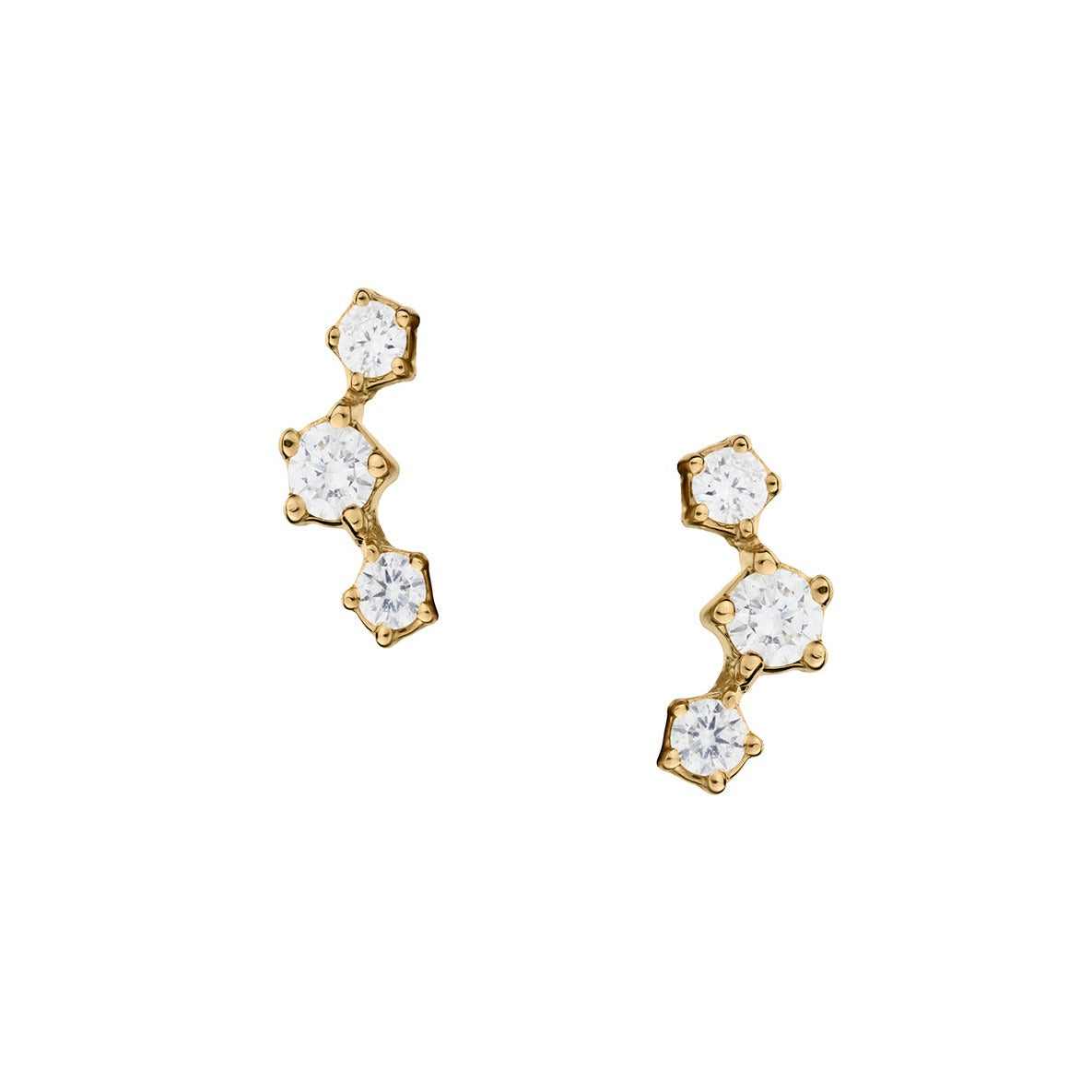 3 STONE DIAMOND STUDS