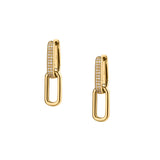 DOUBLE GOLD AND DIAMOND OVAL SHAPED DROP EARRINGS