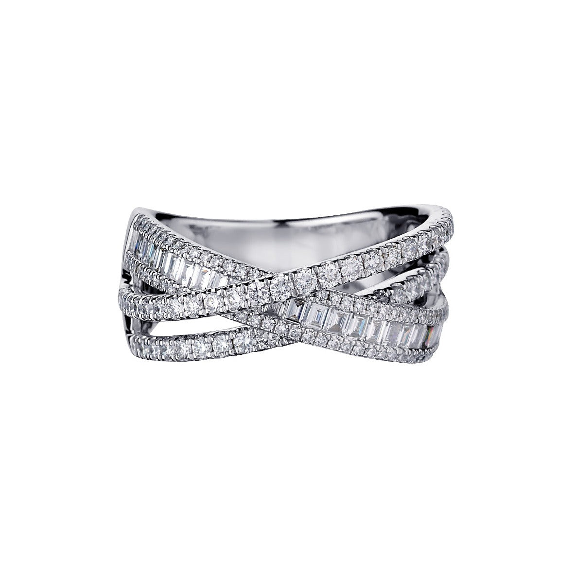 CRISS CROSS BAGUETTE & ROUND DIAMOND BAND