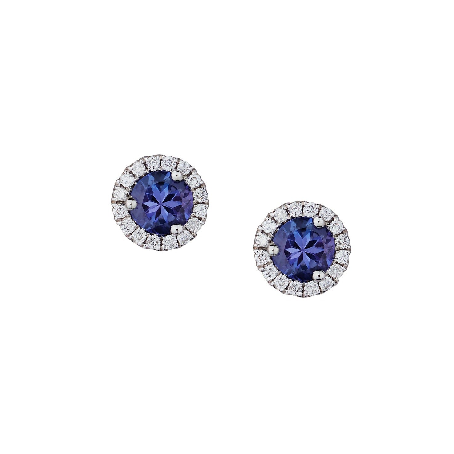 TANZANITE & DIAMOND HALO STUDS