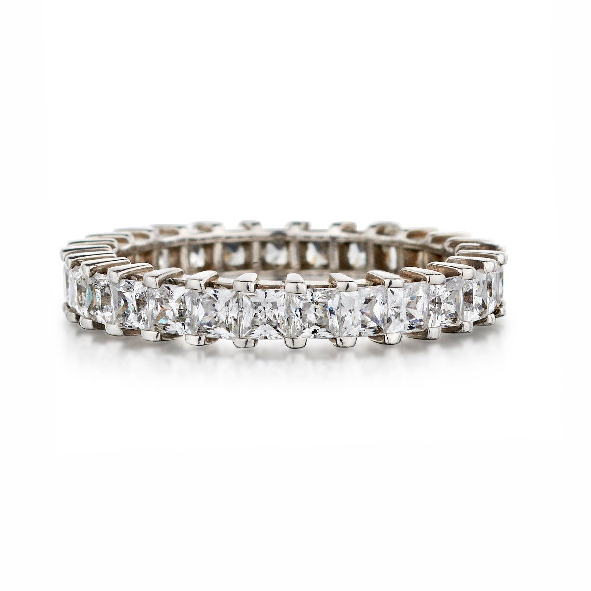 Shared Claw Princess Cut Diamond Eternity Band