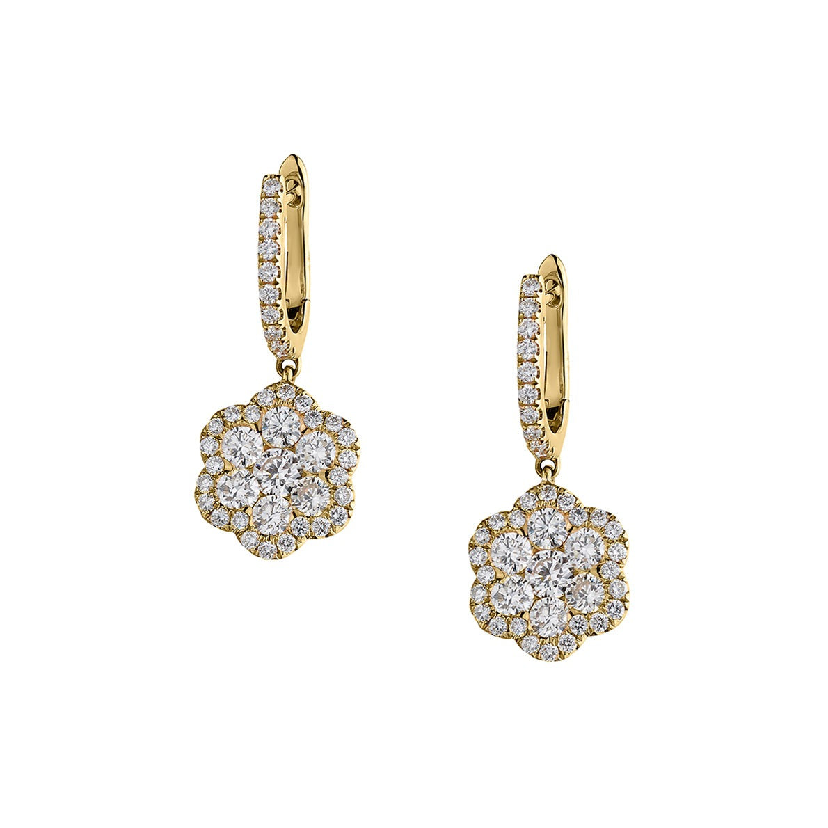 DIAMOND FLOWER DROP EARRINGS