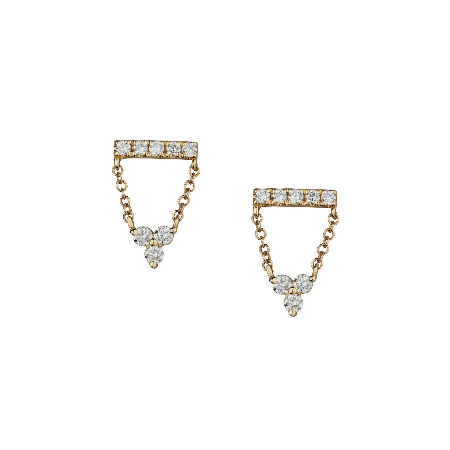 DIAMOND BAR & CHAIN EARRINGS