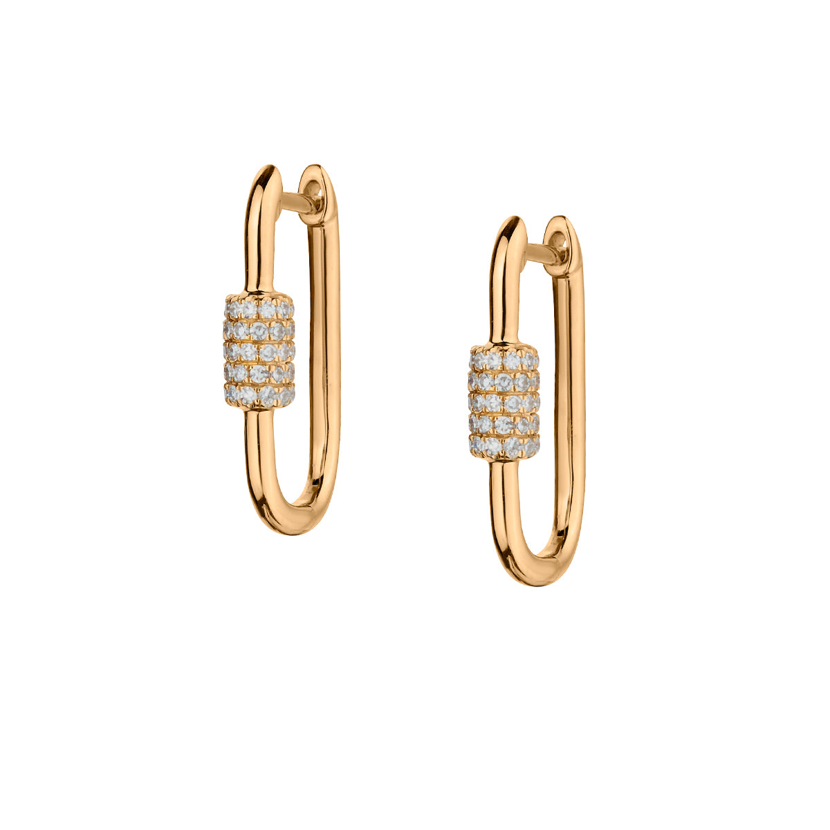 DIAMOND CARABINER HOOP STYLE EARRINGS