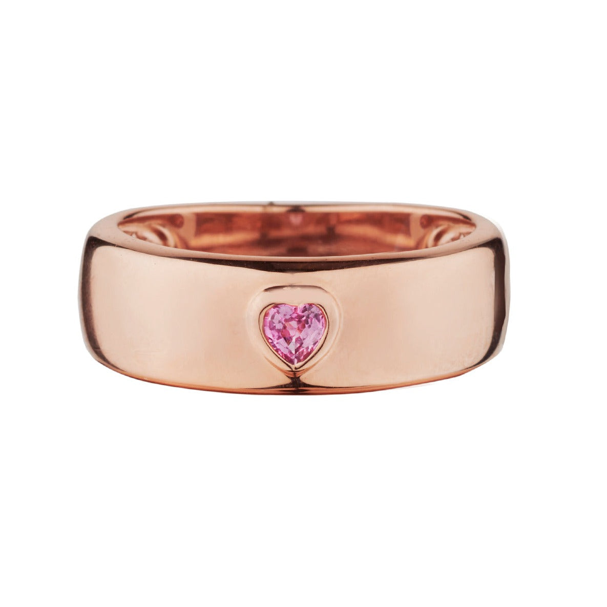 PINK SAPPHIRE HEART ON A PLAIN BAND