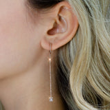 BAGUETTE AND DIAMOND LONG DROP EARRINGS