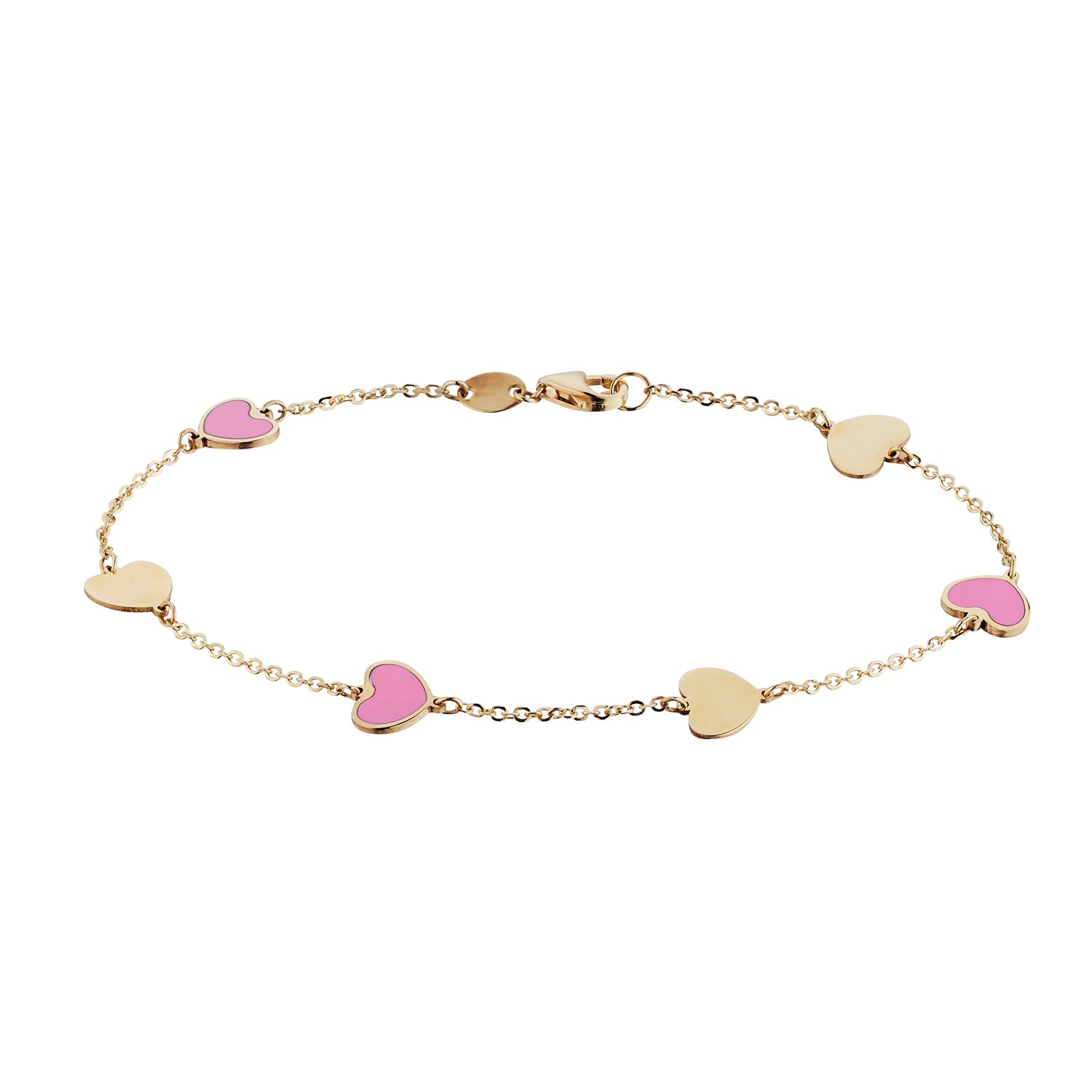 PINK ENAMEL HEART BRACELET