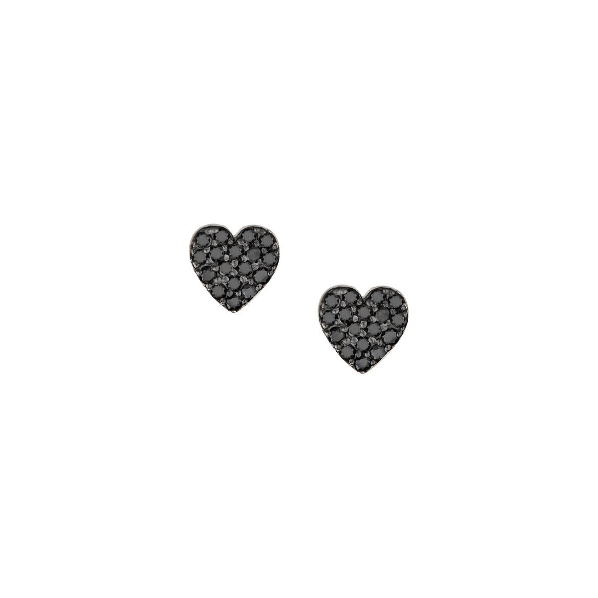 BLACK DIAMOND HEART STUDS