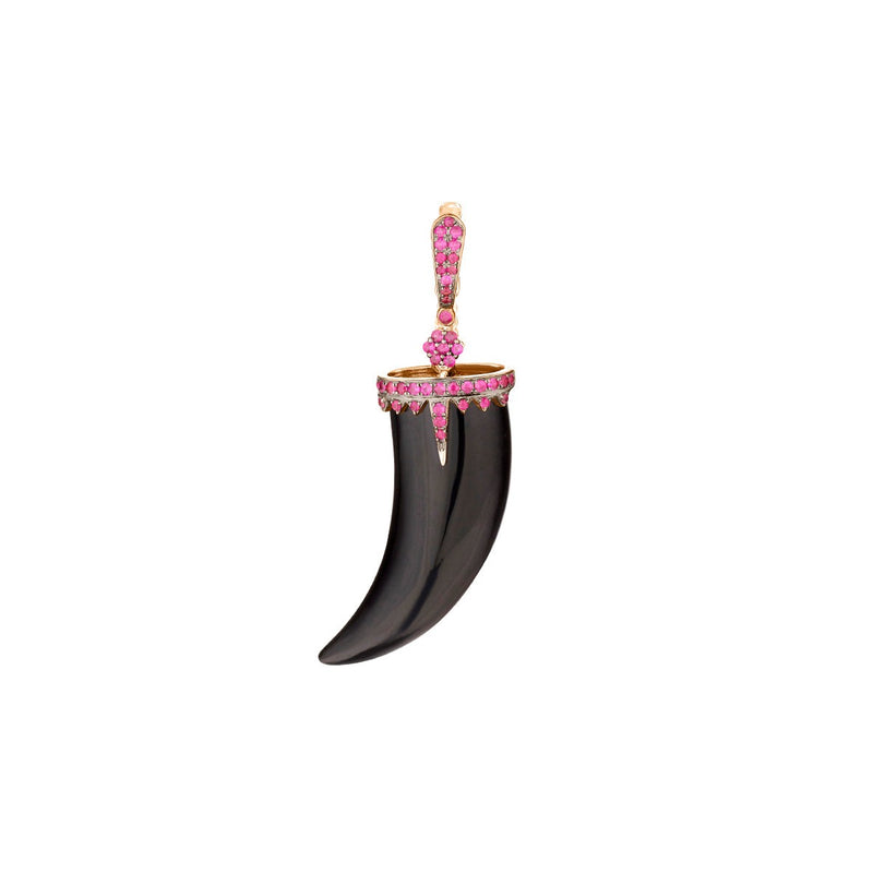 BLACK ONYX & RUBY TUSK CHARM