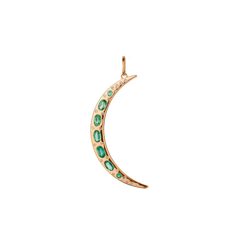 EMERALD & DIAMOND CRESCENT CHARM