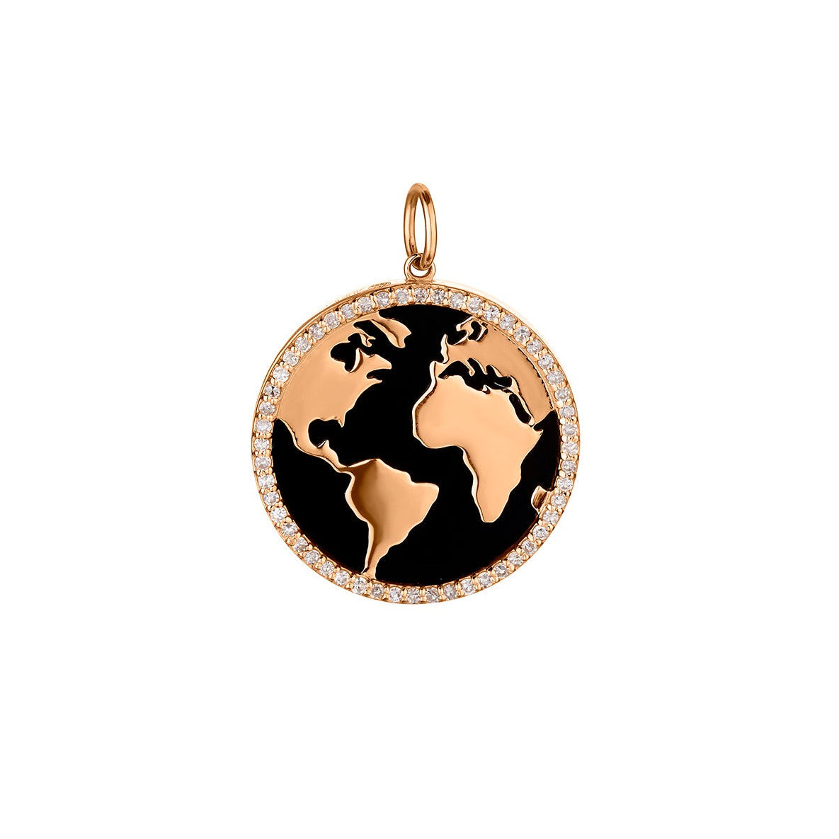 BLACK ONYX & DIAMOND GLOBE CHARM