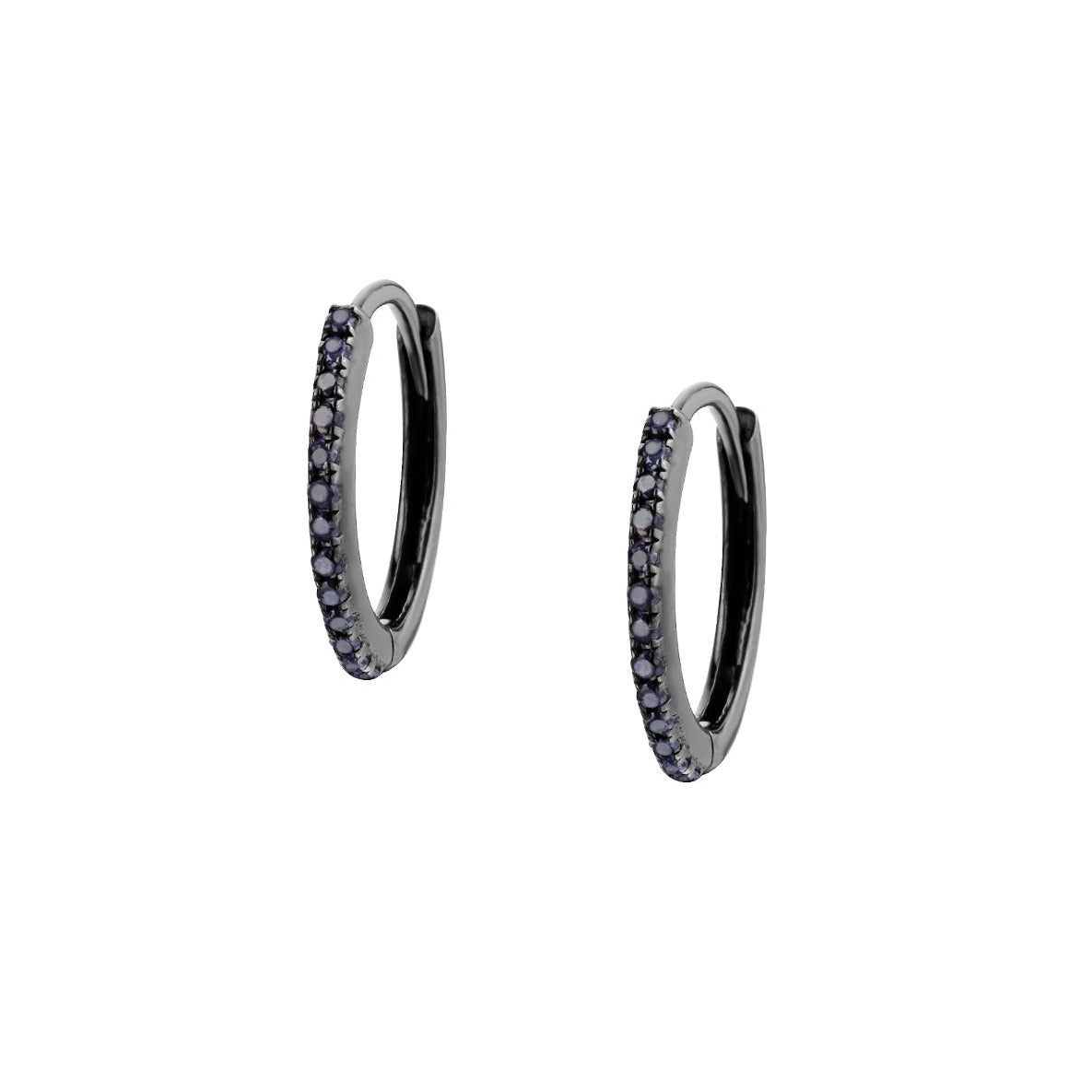 BLACK DIAMOND HUGGIE EARRINGS