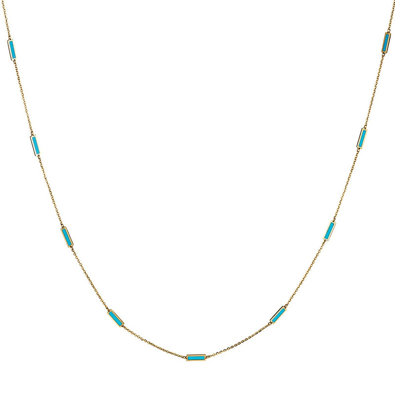 LONG TURQUOISE AND GOLD BAR CHAIN