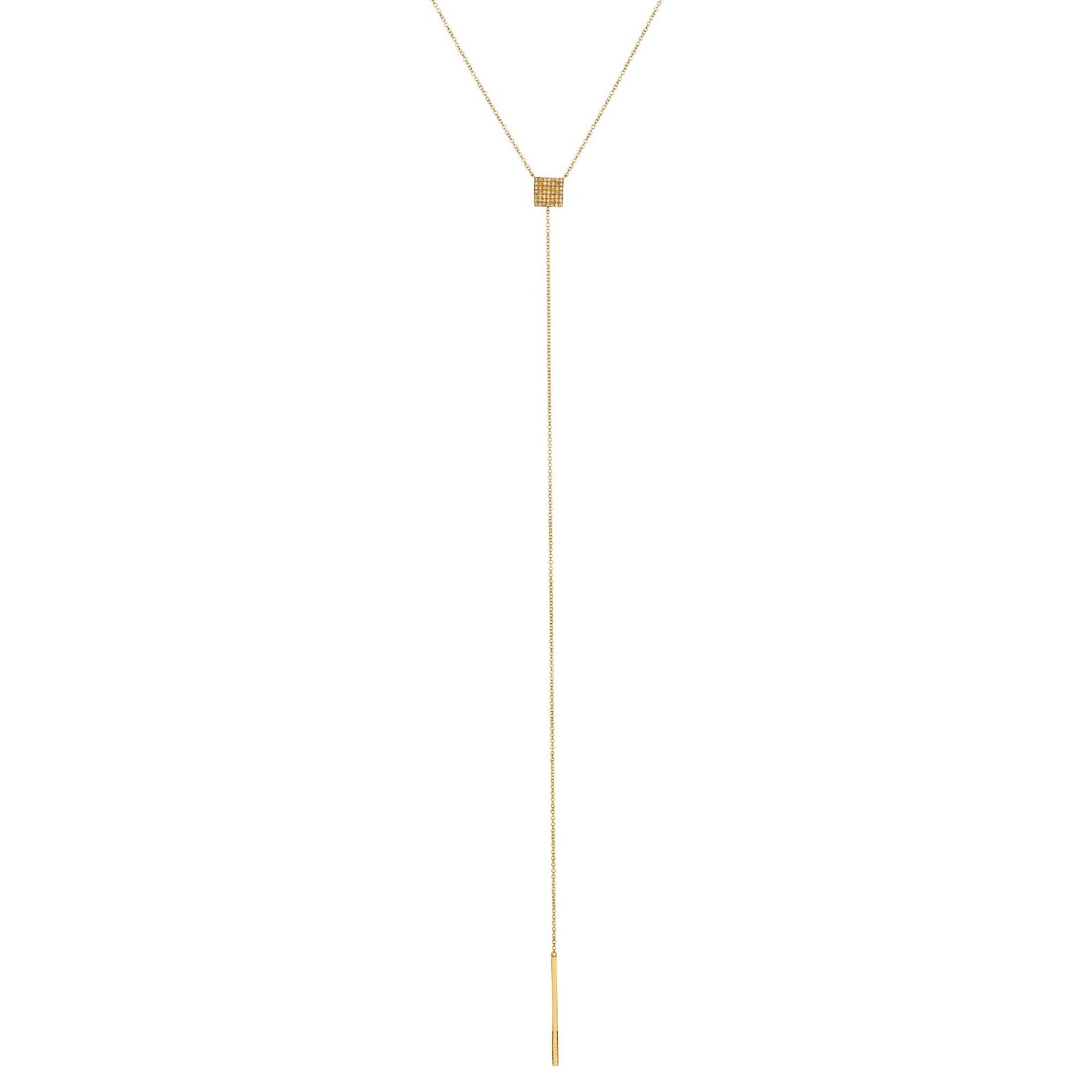 PAVÉ DIAMOND SQUARE LARIAT WITH HALF DIAMOND BAR