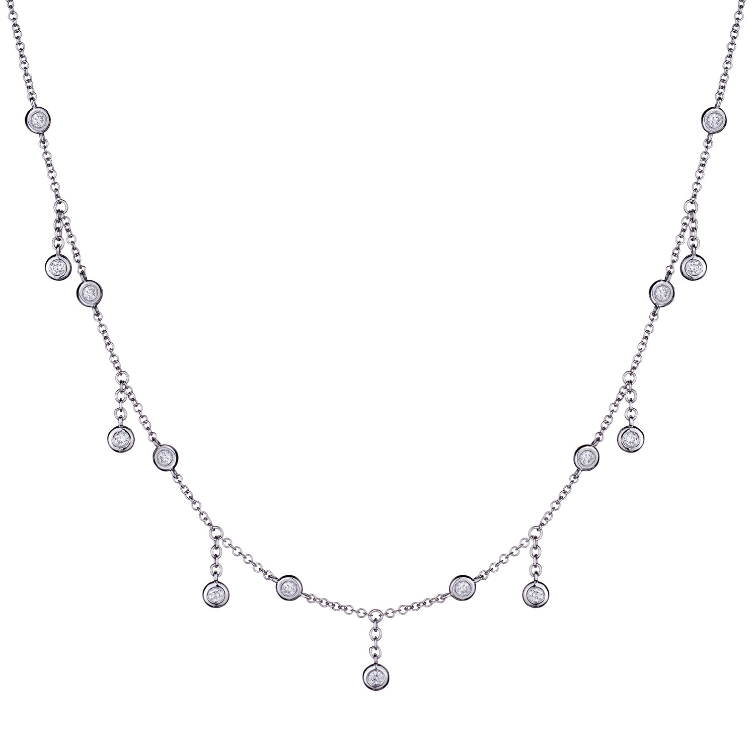 BEZEL SET DIAMOND SPRINKLE NECKLACE