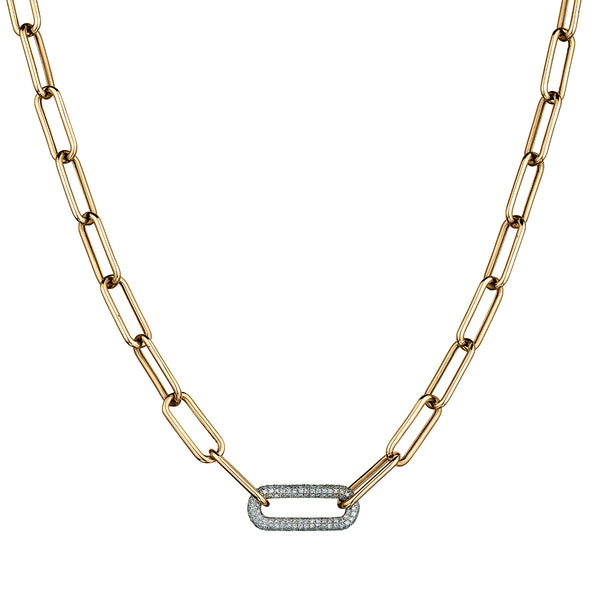 OVAL LINK CHAIN WITH SINGLE DIAMOND LINK