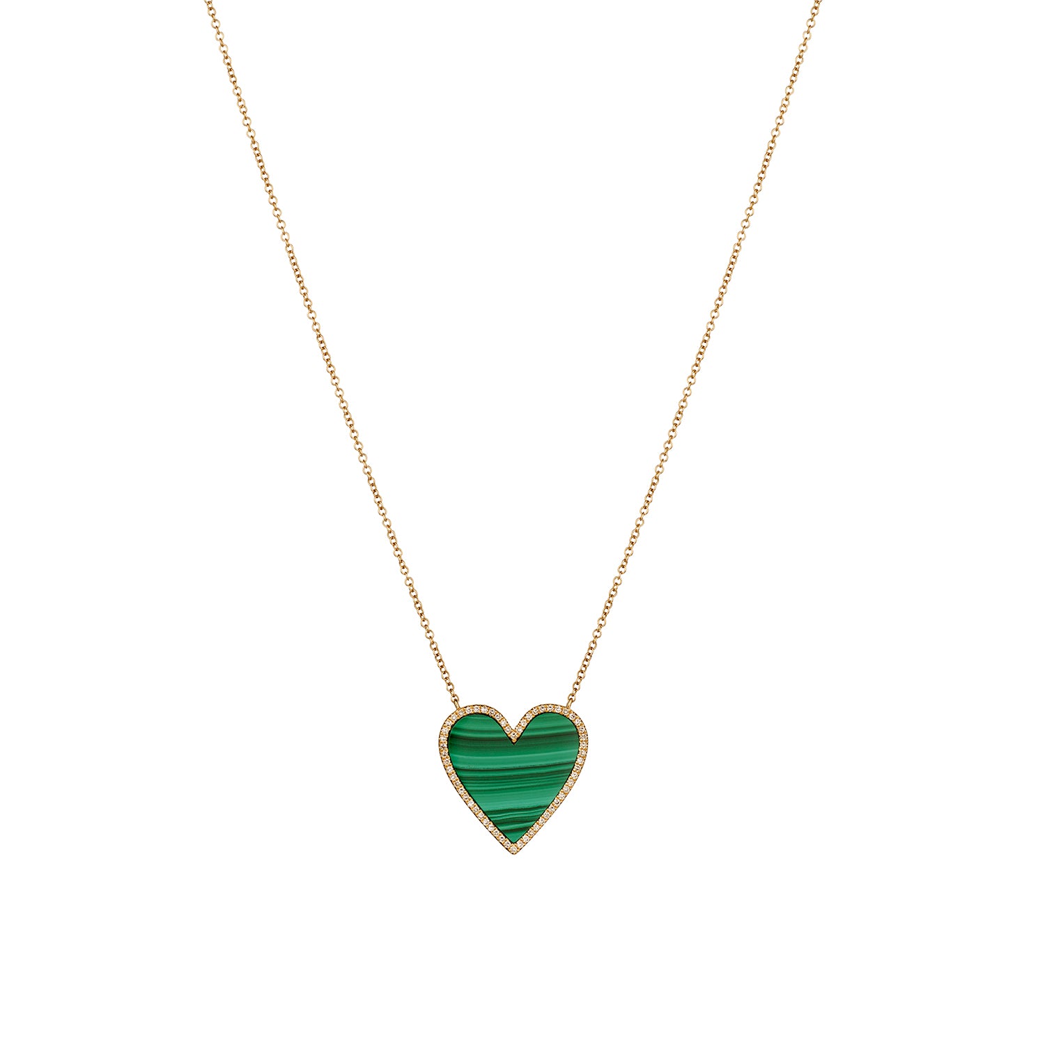 MALACHITE & DIAMOND HEART NECKLACE