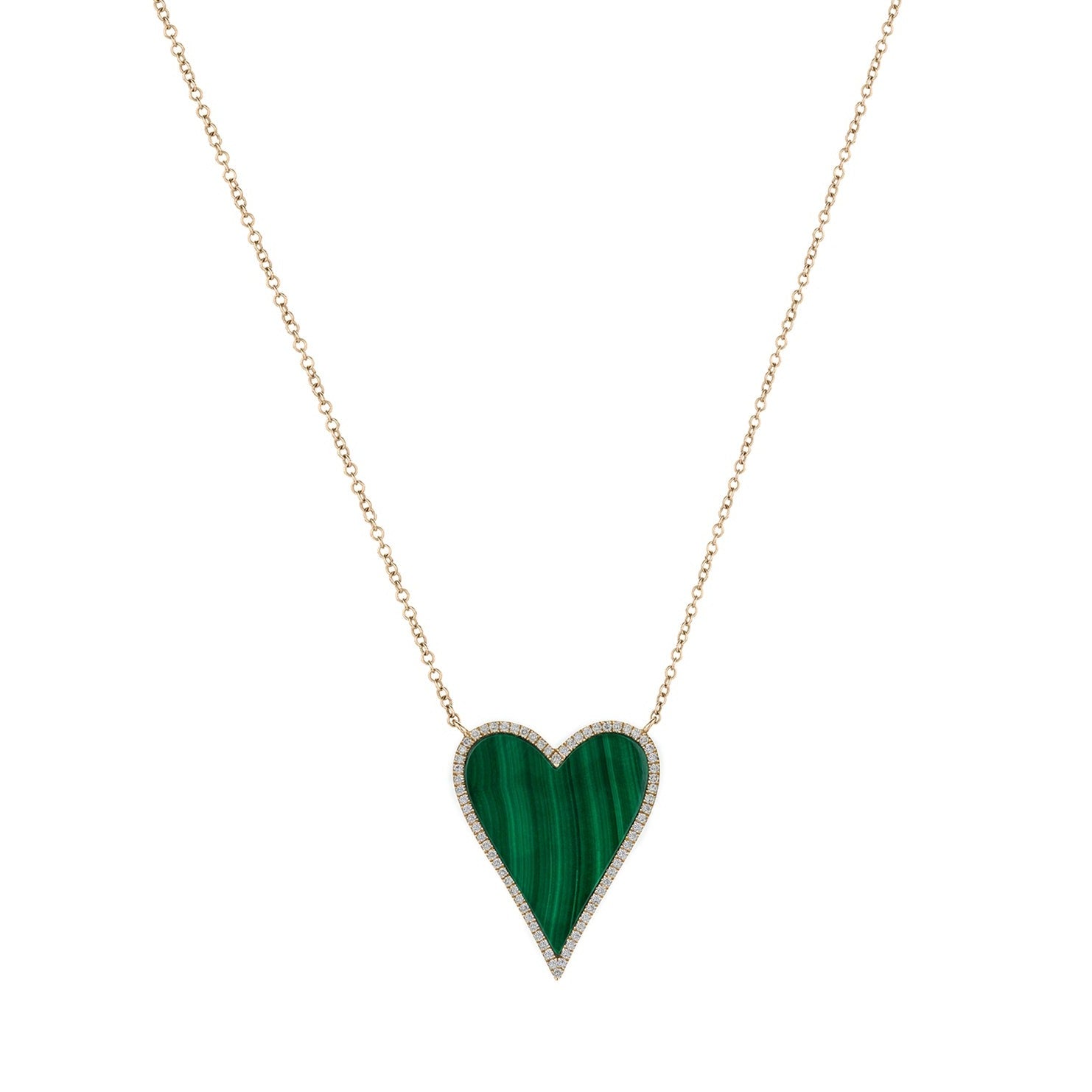 MALACHITE & DIAMOND HEART NECKLACE