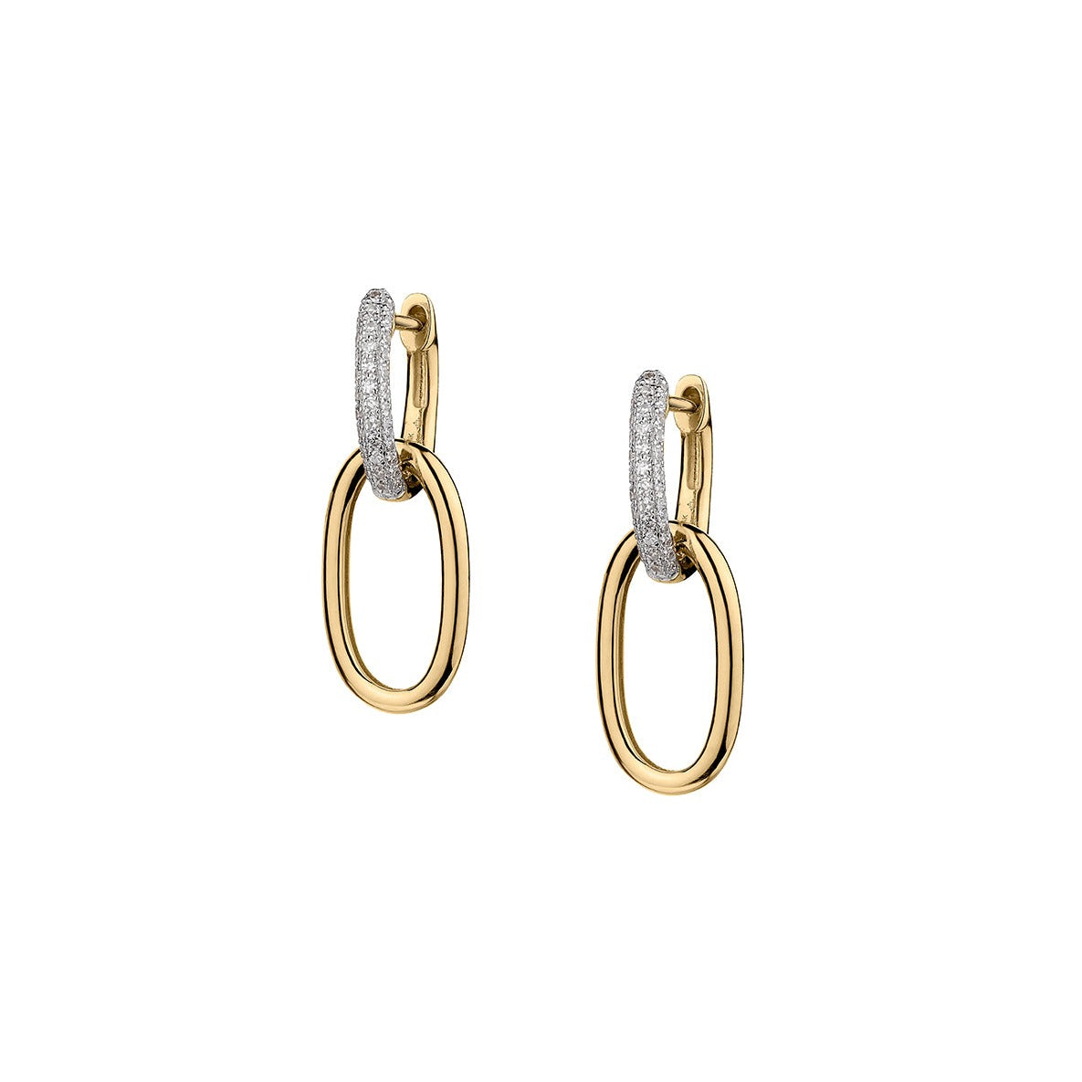 DROP OVAL LINK DIAMOND EARRINGS