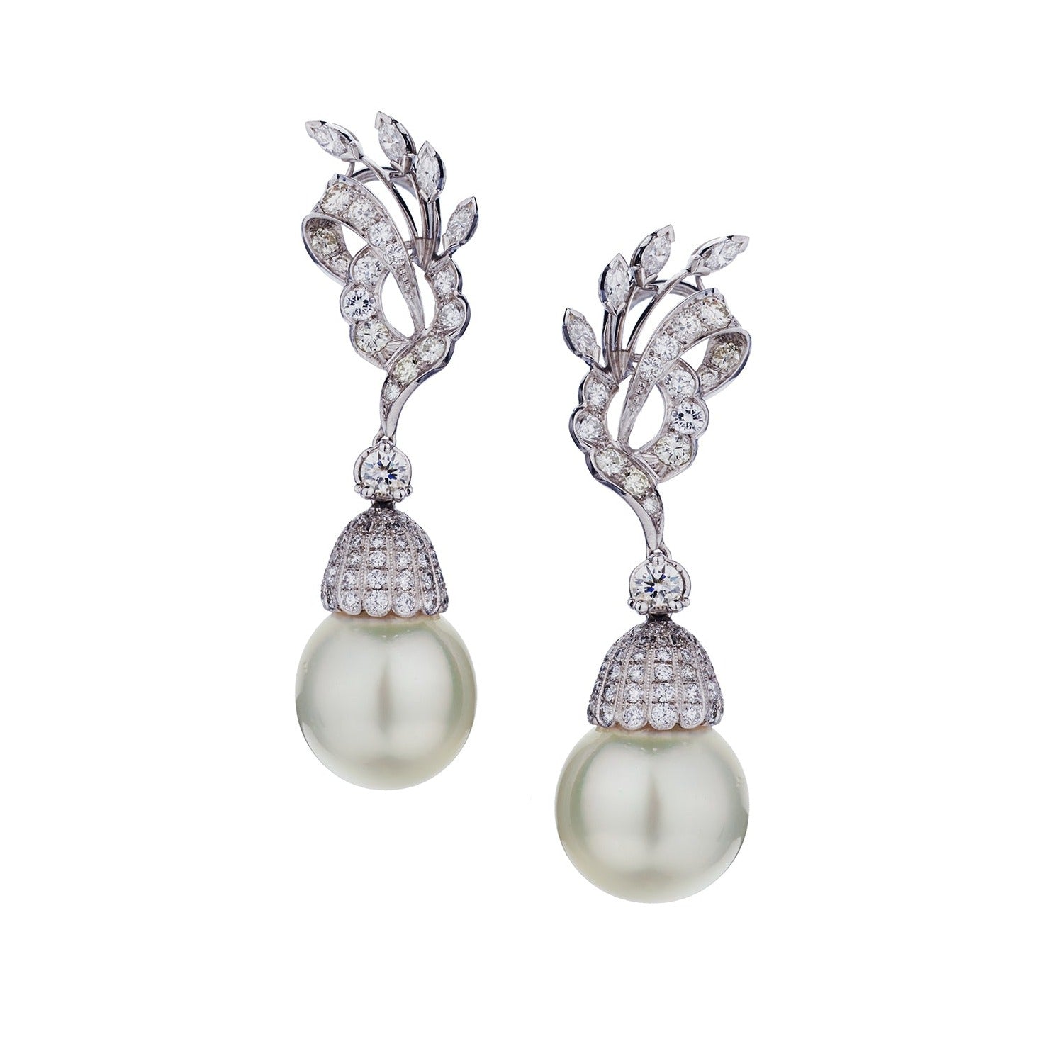 DIAMOND & PEARL DROP EARRINGS