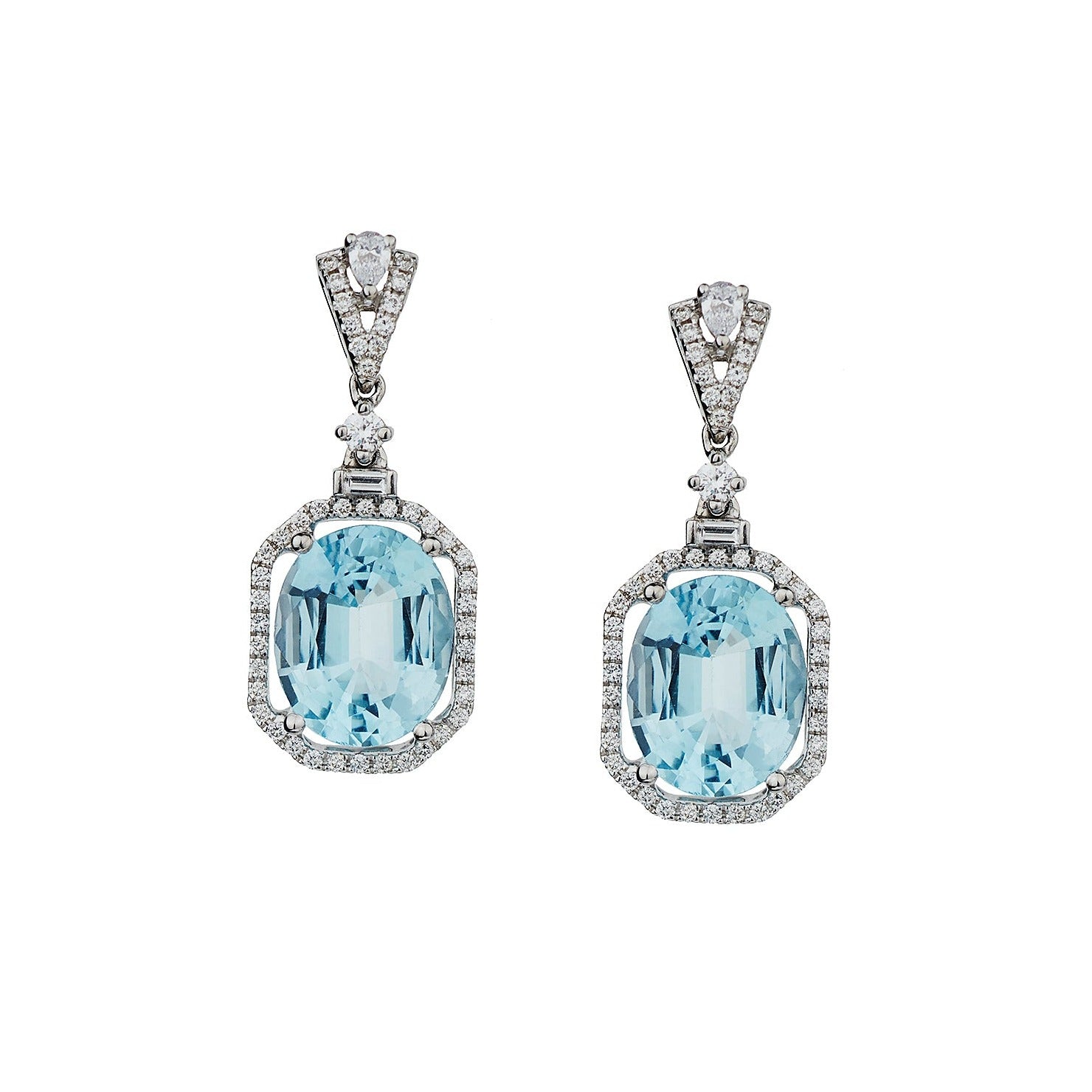 BLUE TOPAZ & DIAMOND DROP EARRINGS