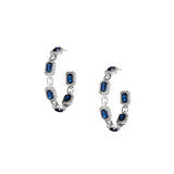 BLUE SAPPHIRE & DIAMOND HOOP EARRINGS