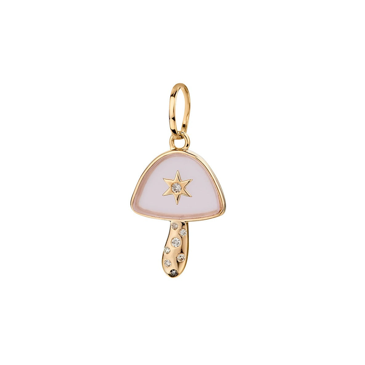 ROSE QUARTZ & DIAMOND MUSHROOM CHARM