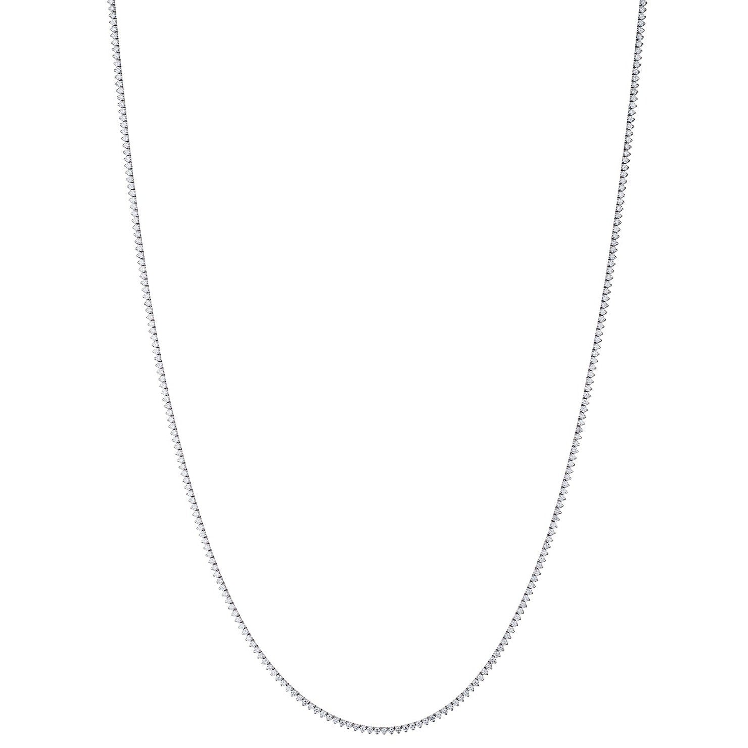 3 CLAW LONG DIAMOND TENNIS NECKLACE