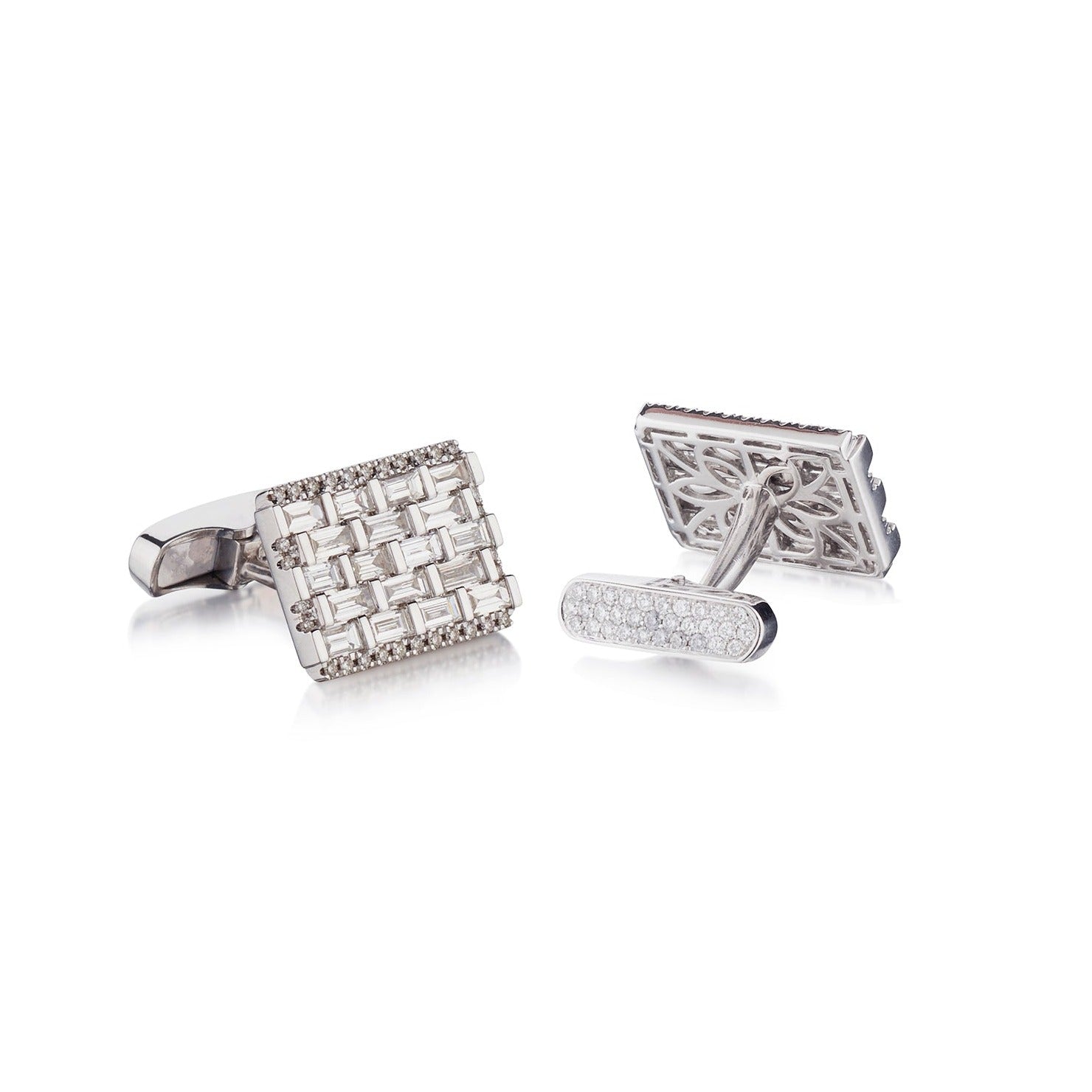 BAGUETTE & ROUND DIAMOND CUFFLINKS