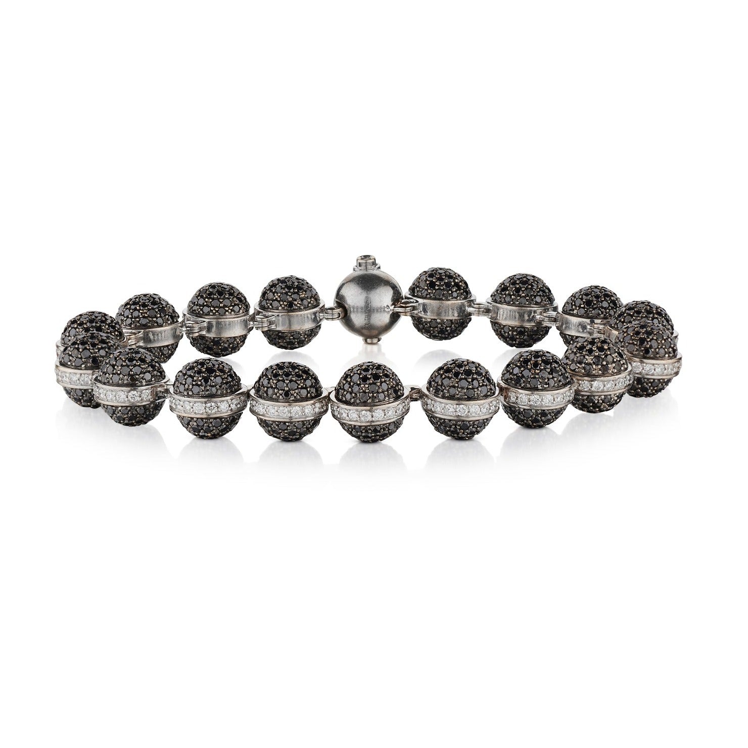 BLACK & WHITE DIAMOND BALL BRACELET