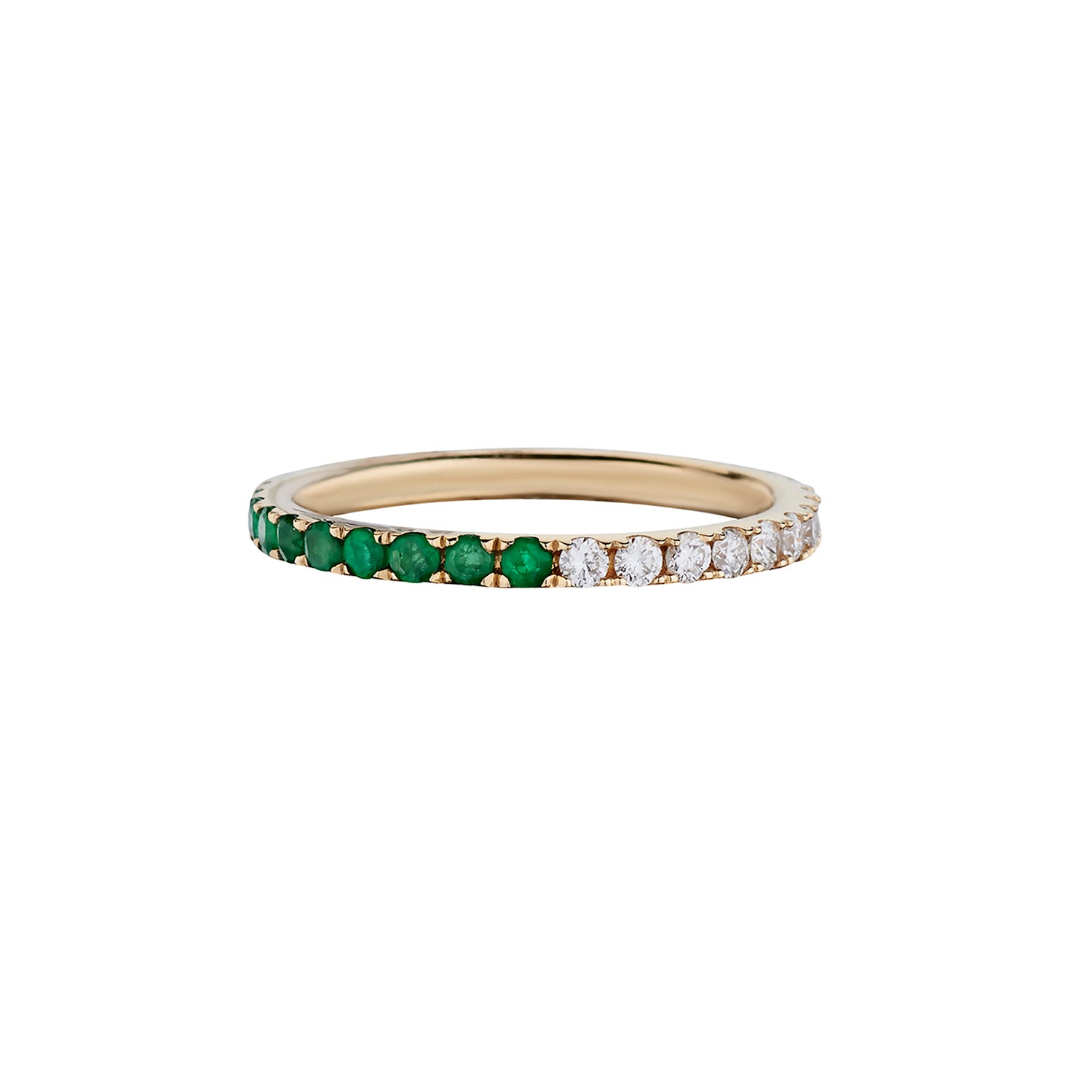 HALF & HALF EMERALD & DIAMOND ETERNITY BAND